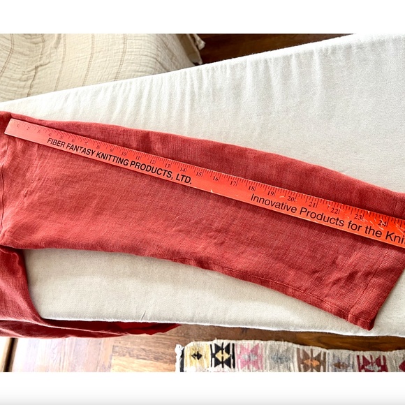 MAIWA Artisan Hand Dyed Linen Long Sleeve Tunic Top in Terracotta - L - Picture 11 of 11